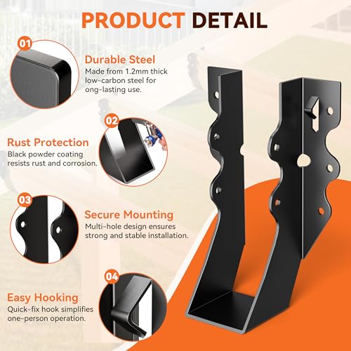 25 Pcs Black 2x6 Joist Hanger,LU26 18 Gauge Double Shear Face Mount Joist Hanger,Hurricane Ties for Rafters Tie Brackets Great for Floor Deck and Ceiling Joists - size: 25Pcs 2x6, style: Black