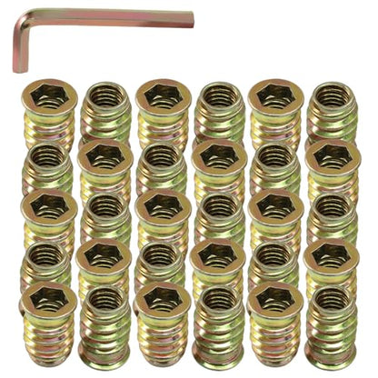 30 Pcs 5/16"-18 x 20mm Threaded Inserts for Wood - size: 5/16"-18 x 20mm