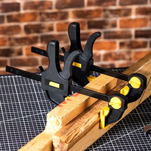 12 Inch Bar Clamps for Woodworking, 4 Pack Quick Release Clamp Set, 150 lbs Heavy Duty Trigger Clamps with One Hand Operation, Steel Bar Clamp and Spreader Tool for DIY Projects, Furniture Repair