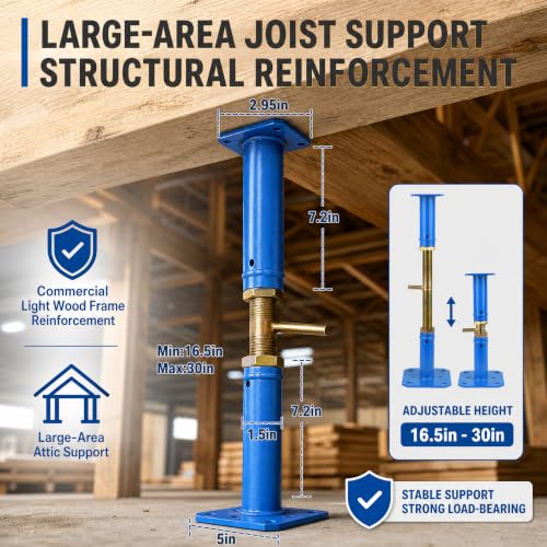 Jack Posts Crawlspace for Leveling Permanent - 16.5-30in House Floor Jacks - size: 16.5-30 inches