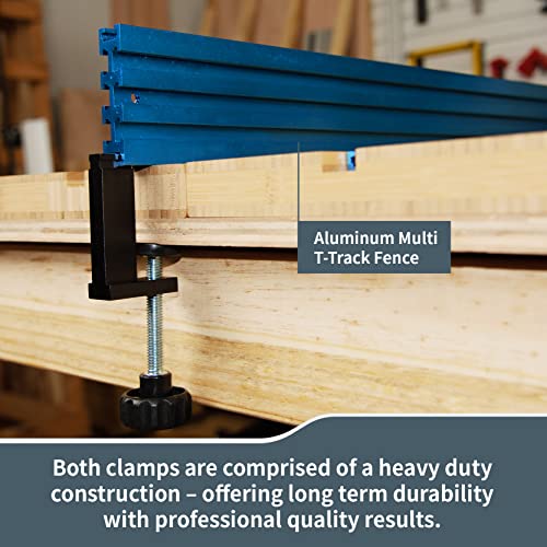 POWERTEC 71439 T-Track Clamp Vice | Hold Down Clamps for T-Tracks Accepting 5/16” or Larger hex head Bolts – 2 Pack - size: HD clamp for T track, 2PK