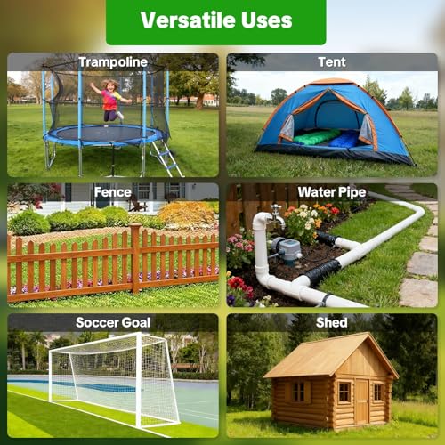 Heavy Duty Ground Anchors Screw-in Trampoline Stakes with Anti-Bend L-Plate, Multi-Hole & Safety Ring, Rust-Proof Steel for Tent, Shed, Swing Set, Fence, Garden, Outdoor - size: 4Pack 21Inch