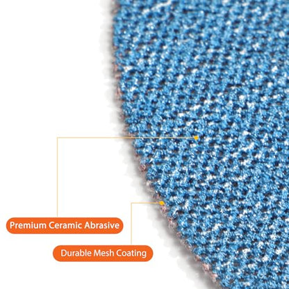 5 Inch Mesh Sanding Discs Assortment: 50Pcs Premium Ceramic Net Sanding Disc 80 120 180 240 320 Assorted Grit, Dustless Hook & Loop Sandpaper for 8 Hole Orbital Sander, Automotive/Wood Polishing