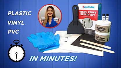 Vinyl Fence Post Repair Kit (Alternative to Replacement Vinyl Fence Panels, Posts and Parts) Almond Fence Daddy Repair Kit - color: Almond