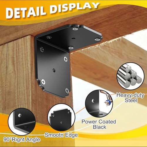 4 PCS 4x4x3.5 Pergola Brackets,Heavy Duty L Right Angle Bracket - size: 4x3.5 inch ( 4 Pack )