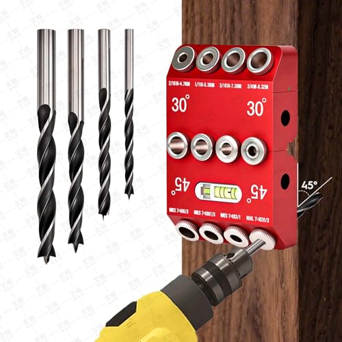 Multi Angle Drill Guide Jig 30 45 90 Degree with 4 Drill Bits