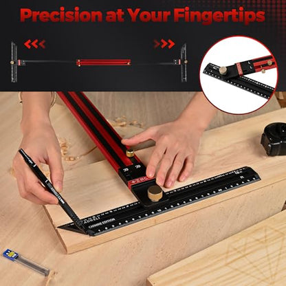 Stair Tread Template Tool (Red/Black) Stair Tread Measuring Tool - Stair Tread Jig - Stair Tread Gauge - Modern Stair Template Tool - color: RED/BLACK