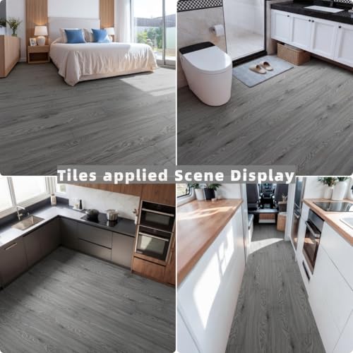 INMOZATA Peel & Stick Floor Tile 36-Pack Vinyl Flooring (Gray Wood) - color: Gray Wood