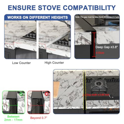 Stove Gap Covers Stainless Steel, Stove Gap Guard Between Stove and Counter - color: Black