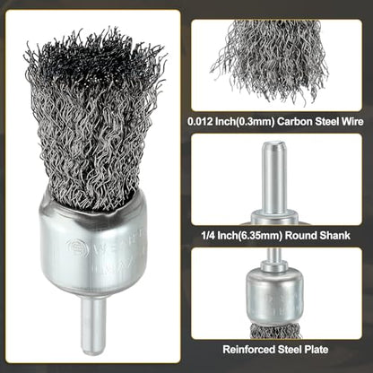 DTGN 6 Pcs Wire Wheel Cup Pen Brush Set for Drill, 1/4 Inch Round Shank