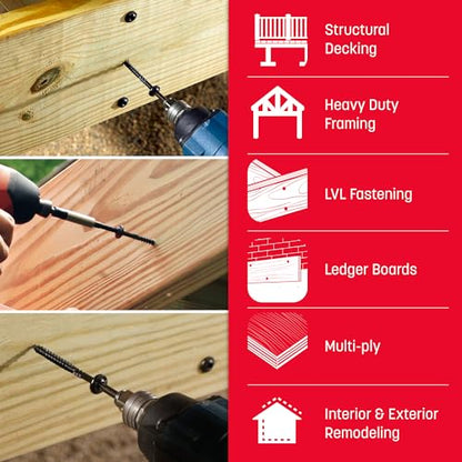 GRK Fasteners RSS™ 5/16 x 3-1/8" Rugged Structural Screws, Black, 25 PCS (4PK) - size: 5/16" x 3-1/8" Multipack