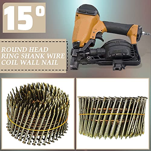 Hotop 3600 Count 15-degree Coil Siding Nails, Wire Collated, 1 1/2 Inch - size: 1 1/2 Inch