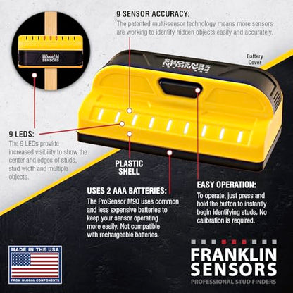 Franklin Sensors ProSensor M90 9-Sensor Stud Finder Wall Scanner - color: Yellow