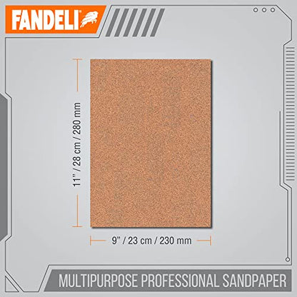 Fandeli Multi-Purpose Sandpaper - 220 Grit, 50 Sheets of 9'' x 11'', Ideal for Metal and Wood, Hand Sanding and Orbital Sanders - style: 220 grit