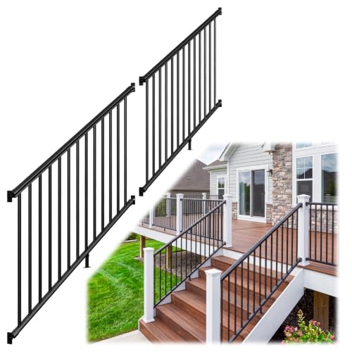 Egadis 2 Pack 42 in x 6 ft Modular Aluminum Stair Railing Kit Without Post - color: Stair 6ft - 2 Panel