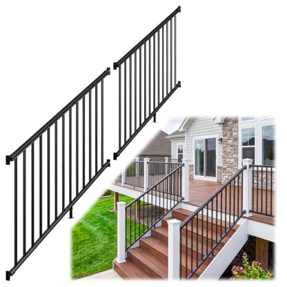 Egadis 2 Pack 42 in x 6 ft Modular Aluminum Stair Railing Kit Without Post - color: Stair 6ft - 2 Panel