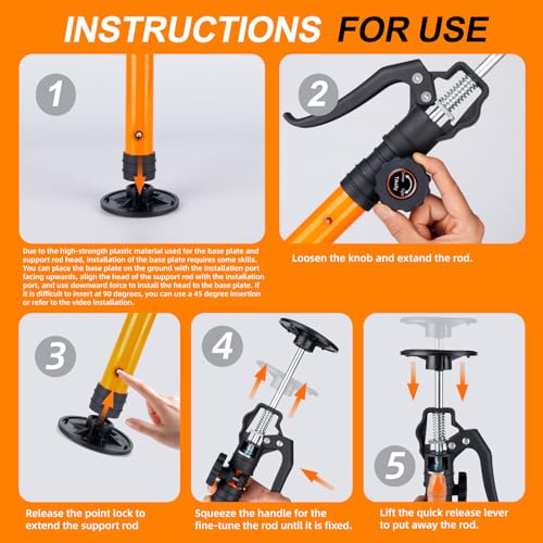 Cabinet Jack for Installing Cabinet Support Rod 3rd Hand Support System Adjustable Support Pole,Extend from 19.29 inch to 43.30 inch,Orange 2 Pack - size: 19.3"-43.3" | 2Pcs