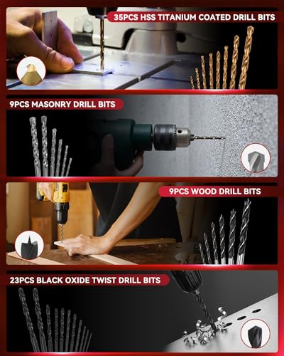 KingTool 400 Pcs Drill Bit Set - Drill Bits Screwdriver Bit Set Case with Drawer, Bit Set Designed for Various Drilling & Screw Driving Tasks for Metal, Wood, Masonry, Perfect for DIY Projects