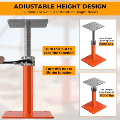 4-Pack Adjustable House Floor Jacks, 5-8 Inch Telescoping - color: Orange