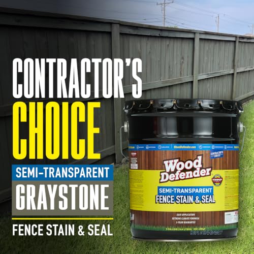 Wood Defender Semi-Transparent Fence Stain and Seal, Graystone, 5-Gallon - color: Graystone, size: 5 Gallon