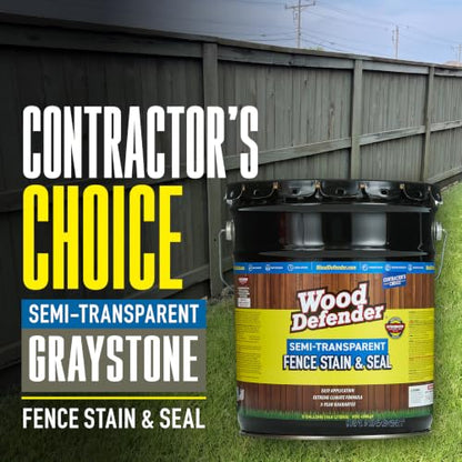 Wood Defender Semi-Transparent Fence Stain and Seal, Graystone, 5-Gallon - color: Graystone, size: 5 Gallon