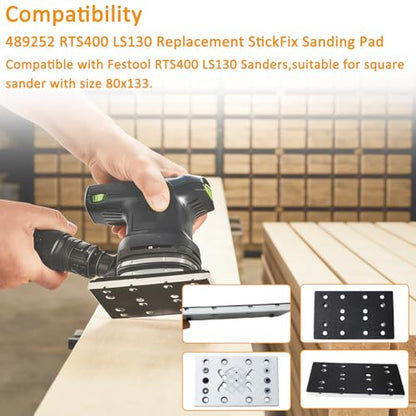 3 Pack 489252 RTS 400 Sanding Pad Soft 80x133mm 12 Hole