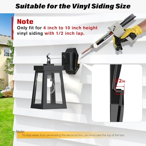 Vinyl Siding Mounting Blocks, Siding Mounting Kit, 130110006001 Octagon Mount Block, Mounting Plate for 1/2 inch Lap and 4 inch to 10 inch Height Siding, Black, 2 Pack - style: Black