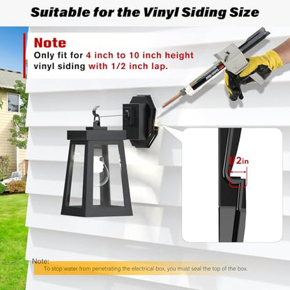 Vinyl Siding Mounting Blocks, Siding Mounting Kit, 130110006001 Octagon Mount Block, Mounting Plate for 1/2 inch Lap and 4 inch to 10 inch Height Siding, Black, 2 Pack - style: Black