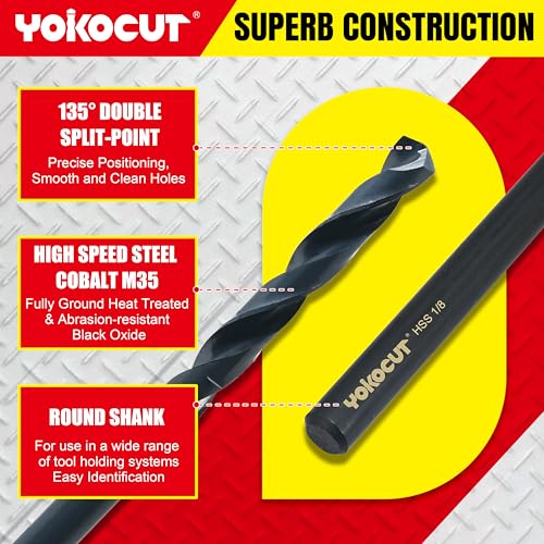 1/8 Inch x 12 Inch Drill Bit – Long Drill Bit, Industrial Black Oxide Coating – Cobalt Aircraft Extension Drill Bits for Steel, Hard Metal, Cast Iron, Wood, Plastic - style: 1/8 x 12 Inch
