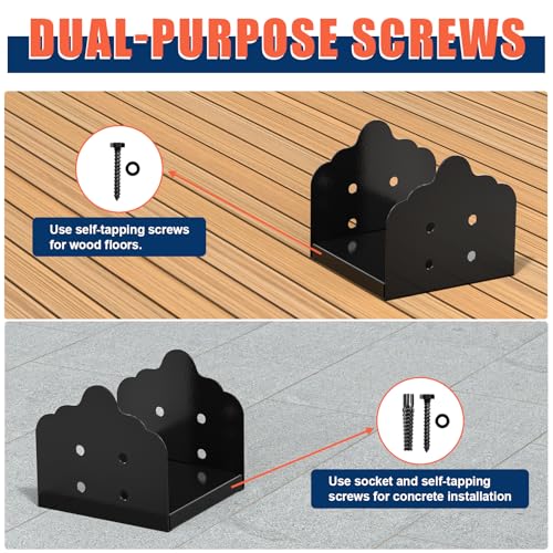 8x8 Post Base, 4Pcs Stainless Steel Adjustable Post Anchor Bracket - size: 8x8