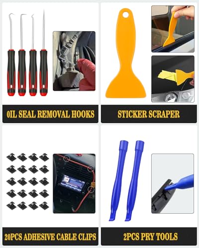 Poraxy Trim Removal Tool, 120Pcs Car Panel Door Audio Removal Tool Kit, Auto Clip Pliers Fastener Remover Pry Tool Set with Storage Bag - color: Blue