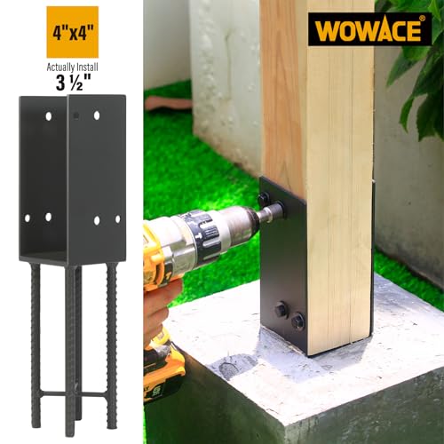 4"x4"(Actual 3.5"x3.5") Stainless Steels U-Shape Post Holder, Wet Concrete Post Anchor, Heavy-Duty Post Base Bracket for Fence, Deck Railing, Wood Gazebo, Pergola (4pack-Dark Gray) - size: 4x4in (Actual 3.5"x3.5")