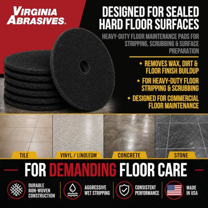 Black Floor Maintenance Pads, Heavy-Duty Stripping & Scrubbing, 20", 5 Pack - color: Black, size: 20"