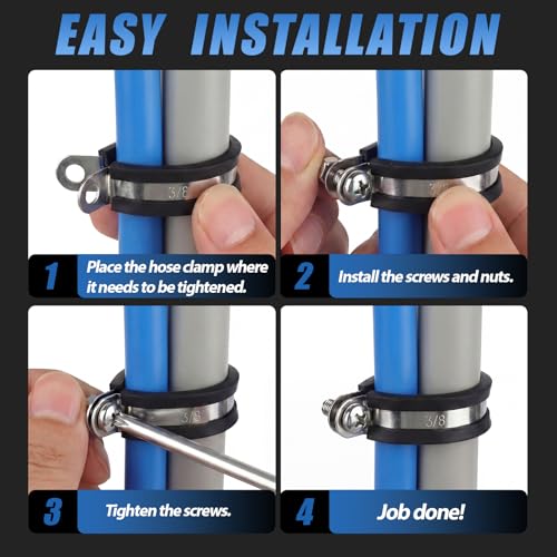 50 Pcs 3/8 Inch Cable Clamps Stainless Steel Pipe Clamps Holder - size: 3/8 Inch