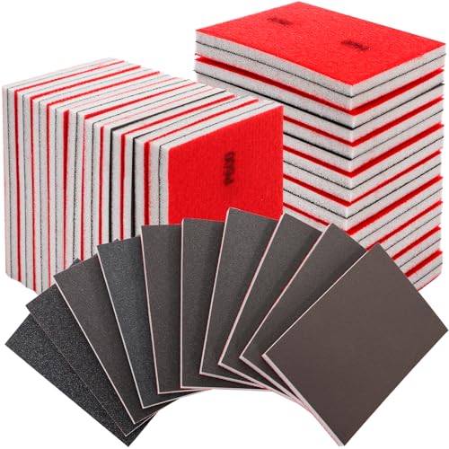 TOPZEA 40PK Wet Dry Sanding Sponges, 180-3000 Grit Flexible Sanding Blocks