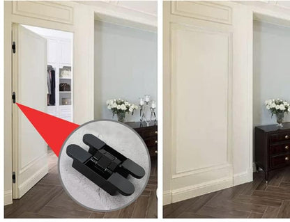 Ranbo 6 Inch Hidden Door Hinge, 3D Adjustable, Zinc Alloy Hardware Kit - size: 6 inch Black