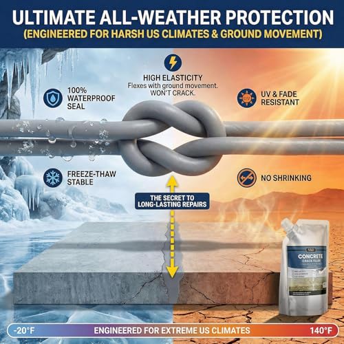 YKF Concrete Crack Filler 2-Pack (2.2 lbs) - Self-Leveling Liquid Cement Sealant for Driveways & Garage Floors - Waterproof, High Elasticity Value Bundle - Gray - size: 2 Pack