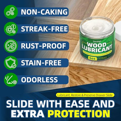 Wood Wax, 6 oz Paste Wax, Smooths Sticking Drawers and Doors