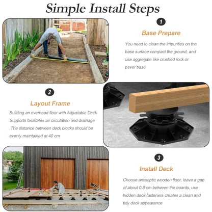30 PCS Adjustable Deck Support Deck Blocks Plastic Pedestal Paver - size: Raising 1-3/16" to 2-3/8"