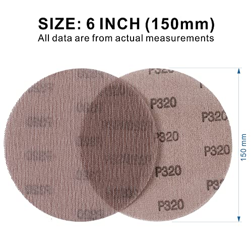 50-Pack 6" Ceramic Alumina Mesh Sanding Discs, 320 Grit Hook & Loop - style: P320 - 6 inch