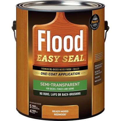 Flood Easy Seal 1 gal Redwood Semi-Transparent Exterior Wood Stain & Sealer - color: Redwood