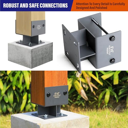 Stainless Steel 6"x6"(Actual 5.5"x5.5") Post Base Bracket Concrete U-Shape, Dry Set Concrete Post Anchor Bracket Heavy Duty 1Pack - size: 6"-Dry Set