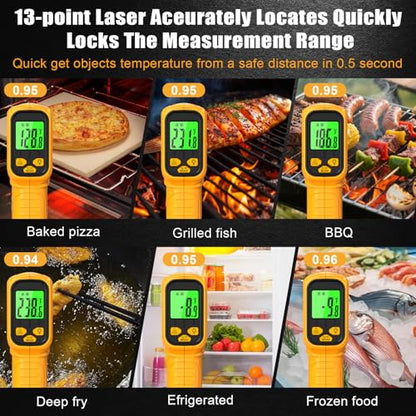 FKM Infrared Thermometer Gun High Precision 13-Point Laser -58°F~1112°F - color: Golden