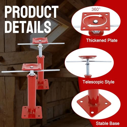 4 Pack Adjustment House Jacks for Leveling Crawlspace, Red - color: Red, size: 11"-16"