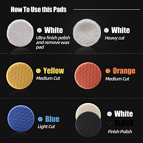 Buffing Polishing Pads, 7Pcs 7"(180mm) Waffle Foam Buffing Pads Polishing Pads Wool Pad Kit for 7Inch Backing Plate RO/DA/GA Car Polisher Boat Compounding, Polishing and Waxing - color: 7Pcs 7Inch Polishing Pad Sets, size: 7 Inch (180mm)