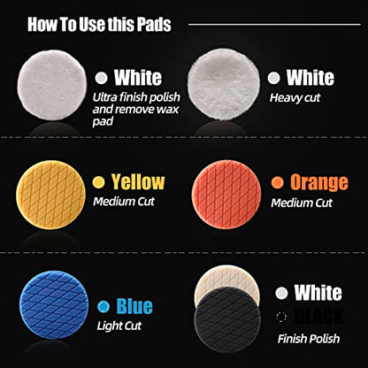 Buffing Polishing Pads, 7Pcs 7"(180mm) Waffle Foam Buffing Pads Polishing Pads Wool Pad Kit for 7Inch Backing Plate RO/DA/GA Car Polisher Boat Compounding, Polishing and Waxing - color: 7Pcs 7Inch Polishing Pad Sets, size: 7 Inch (180mm)