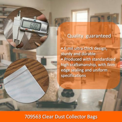 6-Pack Dust Collector Bags 31 x 43 Inch 20" Dia 6 Mil Thk(709563)
