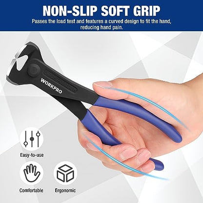 WORKPRO 7 Inch Nail Puller Pliers, End Cutting Pliers - Black Finish CR-V - size: Small