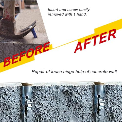 60 Pack Hollow Wall Anchor with Screws,Loose Hinge Hole Repair Kit for Concrete Wall, Metal Expansion Bolt for Drywall (1/4 inch) - size: 1/4 inch