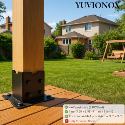 4x4 Deck Post Base, 2 Pack, 304 Stainless Steel, for Wood Decks - size: 4x4 for wood floor only